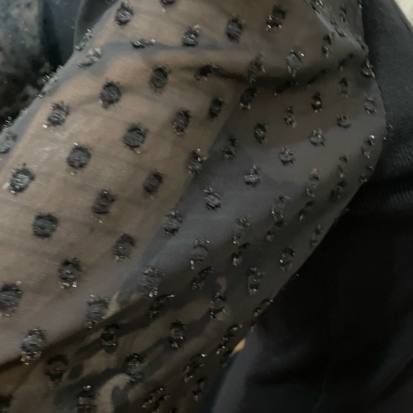 Carmen Marc Valvo Black Blouse with Sheer Sleeves - Picture 4 of 12